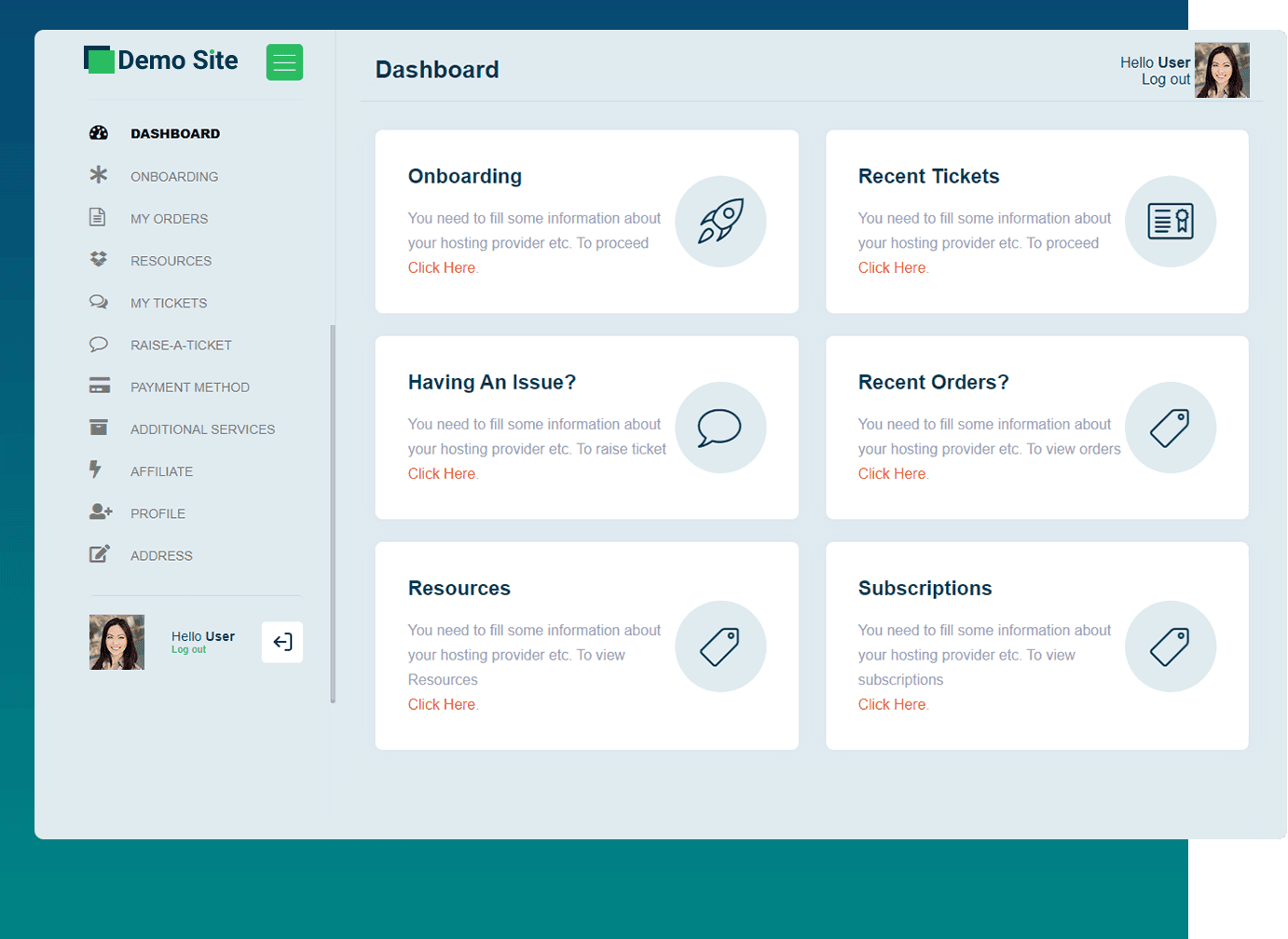 desboard items min